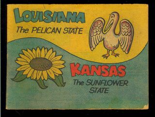 Louisiana & Kansas Nn Not In Guide Mini - Comic Food Giveaway 1954 Vg,