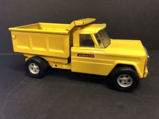 Vintage STRUCTO Hom Pah Yellow Dump Truck Steel Toy - Shape 2