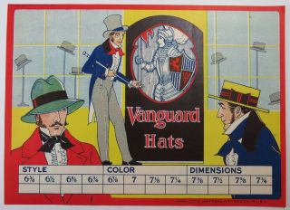 Vintage Hat Box Crate Label Vanguard Hats By The Hatters Hat Box Co York