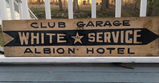 48 X 11.  5 Wood Antique White Star Service Gas Sign Club Garage Albion Hotel