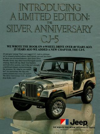 Jeep Cj - 5 Renegade Metal Sign: 25th Silver Anniversary Of The Cj Series