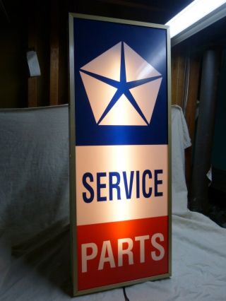 Large Lighted Chrysler Plymouth Parts And Service Sign Mopar Parts Service Sign