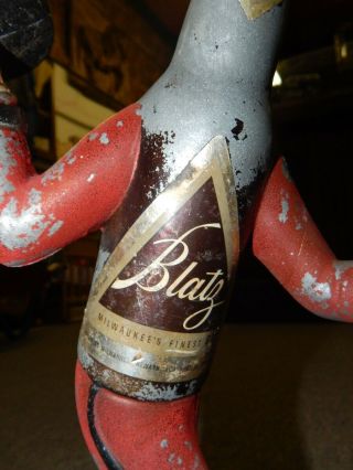 Vintage 50 ' s Blatz Running Waiter Metal Bottle Beer Advertising Sign Statue Man 3