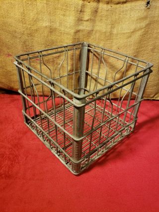 Old Vintage Farmbest Wire Metal Milk Crate Carrier Dairy Farm Country Decor