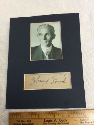 Hand Signed Autograph Henry Ford Of Ford Motor Co.  With Photo On Matte