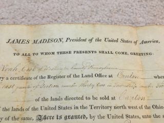 President James Madison hand signed Presidential 1813 Document 4