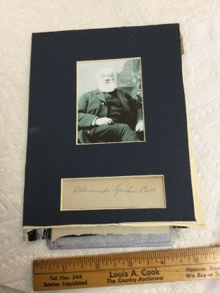Hand Signed Autograph Alexander Graham Bell With Photo On Matte