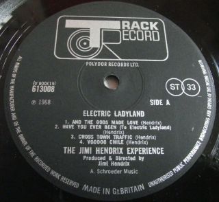JIMI HENDRIX ELECTRIC LADYLAND 1968 UK 1st TRACK DBL LP SML PICS A1,  B1,  A1,  B1 5