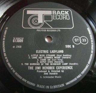 JIMI HENDRIX ELECTRIC LADYLAND 1968 UK 1st TRACK DBL LP SML PICS A1,  B1,  A1,  B1 8