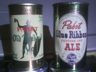 2 Pabst Flat Top Beer Cans Blue Ribbon Ale And Old Tankard Ale