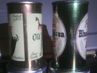 2 Pabst Flat Top beer cans Blue Ribbon ale and old Tankard ale 2