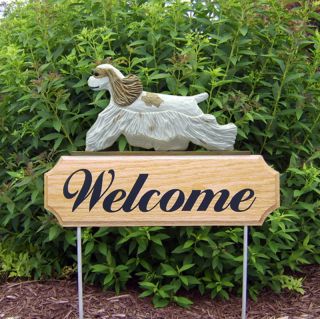 American Cocker Spaniel Wood Welcome Outdoor Sign Brown Parti