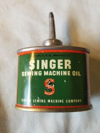 Vintage Singer Sewing Machine Oil Can 1 1/3 Ounce Full No Lid