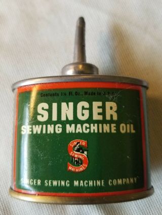 Vintage Singer Sewing Machine Oil Can 1 1/3 Ounce FULL no lid 2