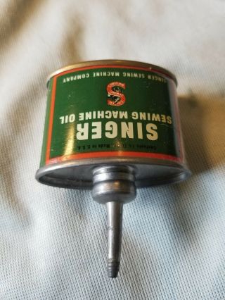 Vintage Singer Sewing Machine Oil Can 1 1/3 Ounce FULL no lid 4