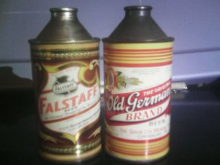 Minty Falstaff Cone Top Beer Can And Old German Cone Top Beer Can
