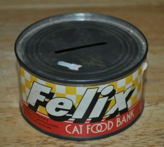 1983 Felix The Cat Food Bank Made In Hong Kong Tin Can Bank