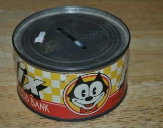 1983 Felix the Cat Food Bank Made in Hong Kong Tin Can Bank 2