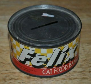 1983 Felix the Cat Food Bank Made in Hong Kong Tin Can Bank 3