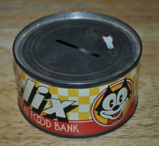 1983 Felix the Cat Food Bank Made in Hong Kong Tin Can Bank 4