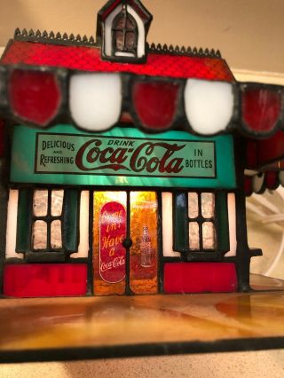 Franklin 1999 Coca Cola Stained Glass Ice Cream Parlor Light Up House