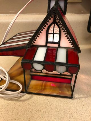 Franklin 1999 Coca Cola Stained Glass Ice Cream Parlor Light Up House 5