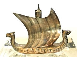 Vintage Viking Ship Gondola Figural Bar Ware Cork Screw Silver