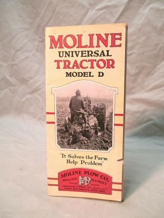 Vintage 1920s Moline Universal Tractor Model D 14 Page Brochure One Man Tractor