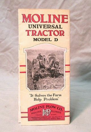 VINTAGE 1920s MOLINE UNIVERSAL TRACTOR MODEL D 14 PAGE BROCHURE ONE MAN TRACTOR 4
