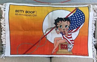 Betty Boop All American Girl Usa Flag Orange Lasso Cowgirl Rug Vintage 22x35