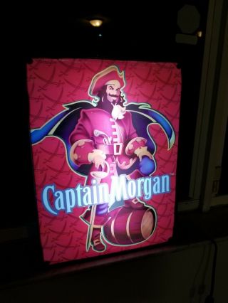 Captain Morgan Rum Advertising Light Up Wall Sign And Mirror Mancave