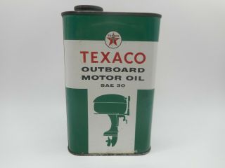 Vintage Texaco Outboard Boat Gas Station Motor Oil Advertising Tin Can