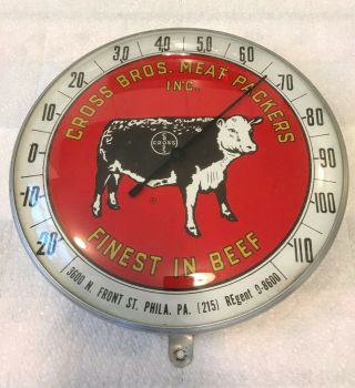 Old Cross Bros.  Meat Packers Thermometer