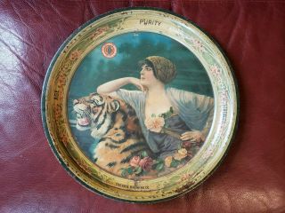 Erie Brewing Company Pre - Prohibition 13 " Tray - Woman With Tiger