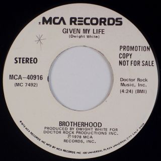 Brotherhood: Given My Life ’78 Modern Soul Funk Mca Promo Nm - 45 7” Hear