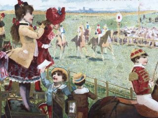 Antique Au Bon Marche Trade Card Chromo Ad Print Race Horse Jockey