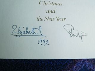 Queen Elizabeth II and Prince Philip rare 1992 Christmas card 2