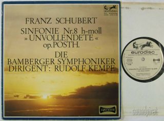 Rudolf Kempe Schubert Symphony No.  8 Eurodisc Ed.  1 10 " Stereo St Pl 1442 Nm