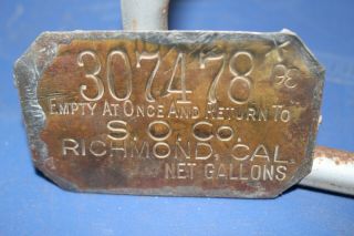 Vintage C.  1920 Standard Oil Brass Metal Barrel Tag Gas Station Sign