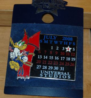 Universal Studios Woody Woodpecker 4th Of July 2008 Calendar Firework Rocket Pin