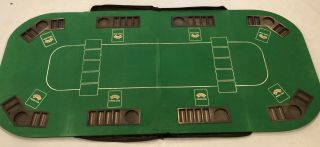 Espn Poker Felt Table Top Card Game Folding Topper W/ Carry Case