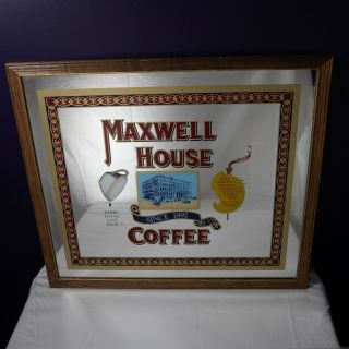 Vintage Maxwell House Coffee Wall Mirror Sign Reverse Painted