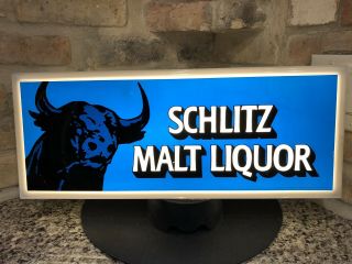 Rare Vintage Schlitz Malt Liquor Bull Light Up Sign 1977 Perfect Great