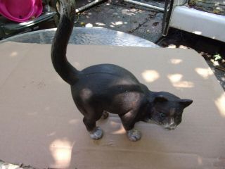 Antique Cast Iron Standing Black Cat