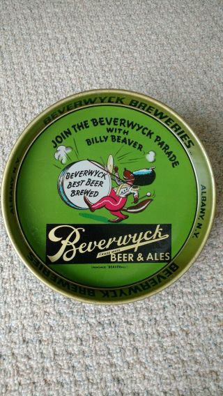 Beverwyck Breweries " Billy Beaver " Beer & Ale Tray,  Albany N.  Y.  Beverwyck Parade
