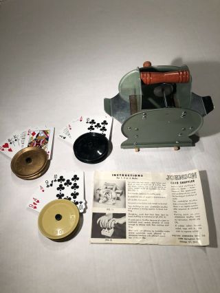 Vintage 1950s Nestor Johnson Card Shuffler - Instructions,  3 Ez Grip Card Holders