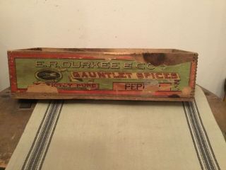 Vintage Antique E.  R.  Durkee Spice Wooden Box Store Display
