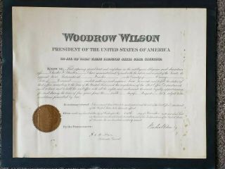 Woodrow Wilson Signed Postmaster Appointment Fairlee Vermont 1917