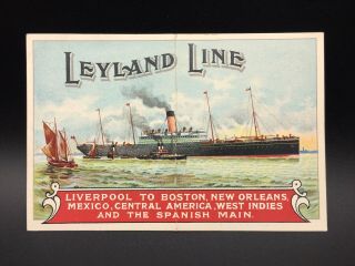 Leyland Line Advertising Card For The Liverpool - Boston Service