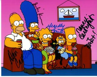 The Simpsons Cast Signed 8x10 Photo All 4 Main Cast